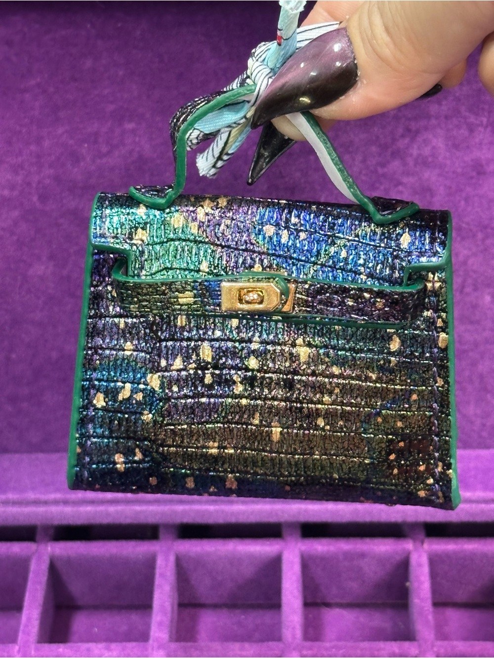 Mini Bag Charm — Iridescent Galaxy Foil